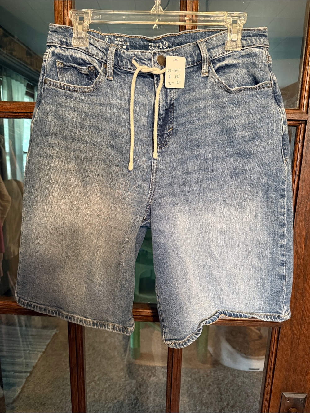 a.n.a Light Blue Denim Bermuda Shorts with Drawstring